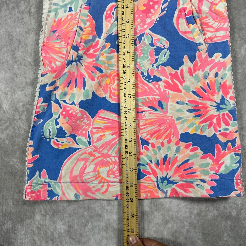 Lilly Pulitzer Girls M 6-7 Blue Pink Floral Crab Shell Quarter Zip Dress Knit - Picture 6 of 6